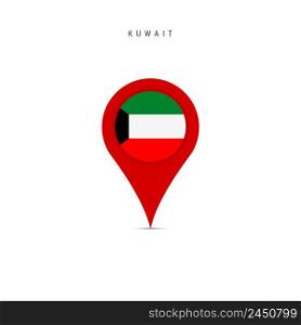 Teardrop map marker with flag of Kuwait. Kuwaiti flag inserted in the location map pin. Flat vector illustration isolated on white background.. Teardrop map marker with flag of Kuwait. Flat vector illustration isolated on white