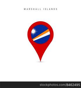 Teardrop map marker with flag of Marshall Islands. Marshallese flag inserted in the location map pin. Flat vector illustration isolated on white background.. Teardrop map marker with flag of Marshall Islands. Flat vector illustration isolated on white