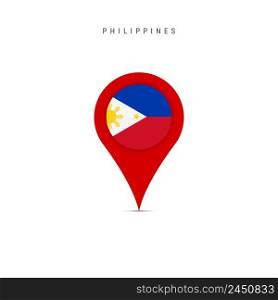 Teardrop map marker with flag of Philippines. Philippine flag inserted in the location map pin. Flat vector illustration isolated on white background.. Teardrop map marker with flag of Philippines. Flat vector illustration isolated on white