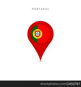 Teardrop map marker with flag of Portugal. Portuguese flag inserted in the location mapπn. Flat vector illustration isolated on white background.. Teardrop map marker with flag of Portugal. Flat vector illustration isolated on white
