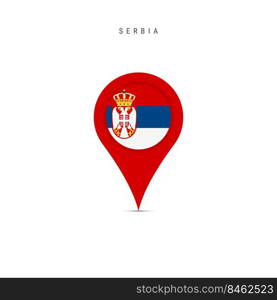 Teardrop map marker with flag of Serbia. Serbian flag inserted in the location map pin. Flat vector illustration isolated on white background.. Teardrop map marker with flag of Serbia. Flat vector illustration isolated on white