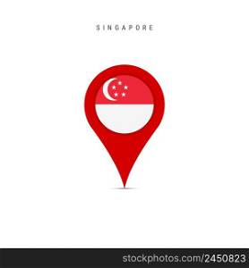 Teardrop map marker with flag of Singapore. Singaporean flag inserted in the location map pin. Flat vector illustration isolated on white background.. Teardrop map marker with flag of Singapore. Flat vector illustration isolated on white