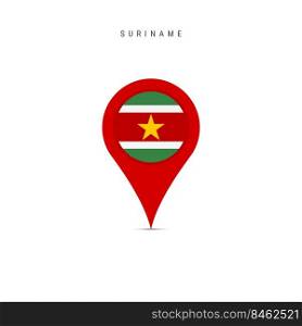 Teardrop map marker with flag of Suriname. Surinamese flag inserted in the location map pin. Flat vector illustration isolated on white background.. Teardrop map marker with flag of Suriname. Flat vector illustration isolated on white