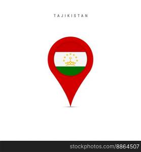 Teardrop map marker with flag of Tajikistan. Tajik flag inserted in the location map pin. Flat vector illustration isolated on white background.. Teardrop map marker with flag of Tajikistan. Flat vector illustration isolated on white