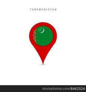 Teardrop map marker with flag of Turkmenistan. Turkmenian flag inserted in the location map pin. Flat vector illustration isolated on white background.. Teardrop map marker with flag of Turkmenistan. Flat vector illustration isolated on white
