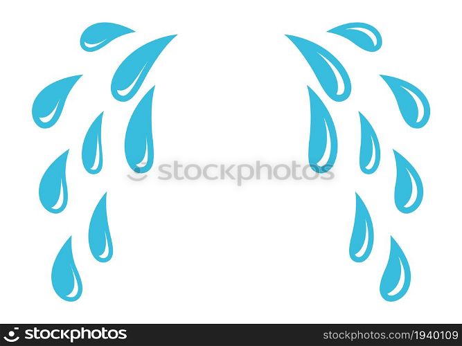 Teardrops Water drops. Falling liquid. Cartoon tears, splashes isolated on white background.. Teardrops Water drops. Falling liquid. Cartoon tears, splashes.