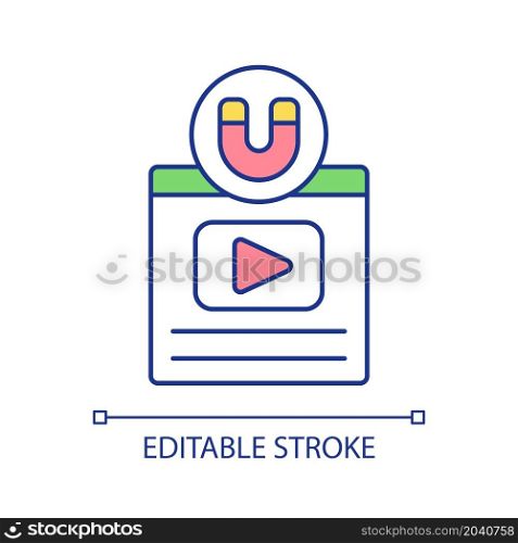 Teaser campaign to boost product and service RGB color icon. Business video advertising campaign. Marketing strategy. Isolated vector illustration. Simple filled line drawing. Editable stroke. Teaser campaign to boost product and service RGB color icon