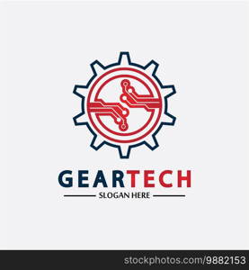 Tech gear logo vector design template. Technology Logo Template Design Vector, Emblem, Design Concept, Creative Symbol, Icon