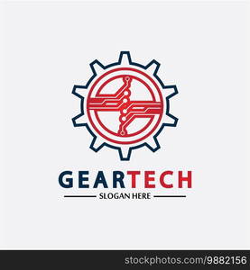 Tech gear logo vector design template. Technology Logo Template Design Vector, Emblem, Design Concept, Creative Symbol, Icon