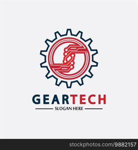 Tech gear logo vector design template. Technology Logo Template Design Vector, Emblem, Design Concept, Creative Symbol, Icon