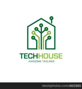 tech house logo concept- vector logo concept illustration. house network logo sign