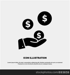 tech Industry, Hand, Dollar, Industry solid Glyph Icon vector
