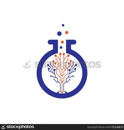 Tech Lab vector logo design. Technology lab flask icon.