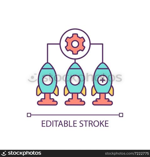 Tech startup growth RGB color icon. Technological company number growth. Innovative idea commercialization. Isolated vector illustration. Simple filled line drawing. Editable stroke. Tech startup growth RGB color icon