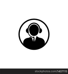 Tech support, call center or man with headphones icon on an isolated white background. EPS 10 vector. Tech support, call center or man with headphones icon on an isolated white background. EPS 10 vector.