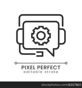 Tech support pixel perfect linear icon. Information service for customers. Call center. Thin line illustration. Contour symbol. Vector outline drawing. Editable stroke. Poppins font used. Tech support pixel perfect linear icon