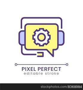 Tech support pixel perfect RGB color icon. Information service for customers. Call center. Isolated vector illustration. Simple filled line drawing. Editable stroke. Poppins font used. Tech support pixel perfect RGB color icon