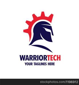 Tech Warrior Logo Template Design Vector, Emblem, Design Concept, Creative Symbol or Icon