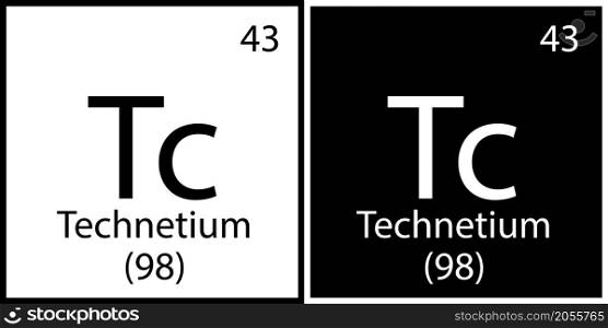 Technetium chemical element. Modern design. Mendeleev table. Education background. Vector illustration. Stock image. EPS 10.. Technetium chemical element. Modern design. Mendeleev table. Education background. Vector illustration. Stock image.