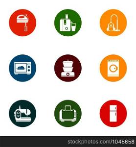Technical aid icons set. Flat set of 9 technical aid vector icons for web isolated on white background. Technical aid icons set, flat style