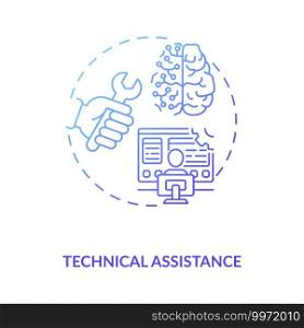 Technical assistance concept icon. Industry 4.0 design idea thin line illustration. Support operators. Solving urgent problems on short notice. Vector isolated outline RGB color drawing. Technical assistance concept icon