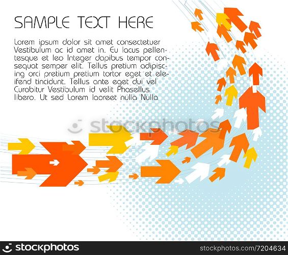 Technical background with orange arrow moving from the image