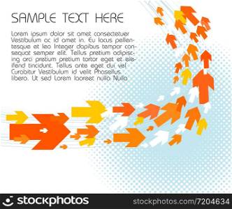 Technical background with orange arrow moving from the image