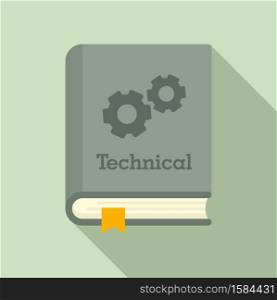 Technical book icon. Flat illustration of technical book vector icon for web design. Technical book icon, flat style