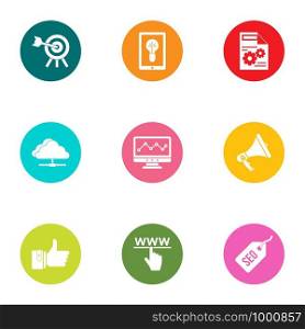 Technical business icons set. Flat set of 9 technical business vector icons for web isolated on white background. Technical business icons set, flat style