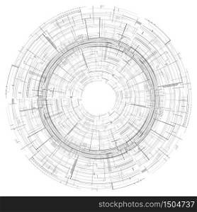 Technical circular background. Microchips. Blueprint. Vector background for your creativity