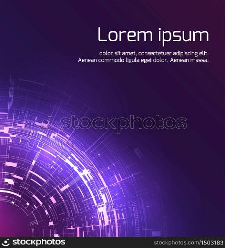 Technical circular background with place for text. Microchips. Vector element for cards, presentations and your design. Technical circular background with place for text. Microchips. V