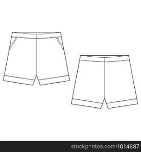 Technical classic shorts pants design template on white background. Vector illustration. Technical classic shorts pants design template on white background.