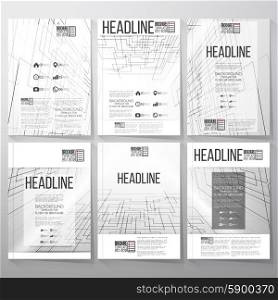 Technical construction with connected lines and dots. Brochure, flyer or report for business, templates vector.