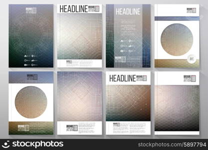 Technical construction with connected lines and dots. Brochures, flyers or reports for business, vector templates.