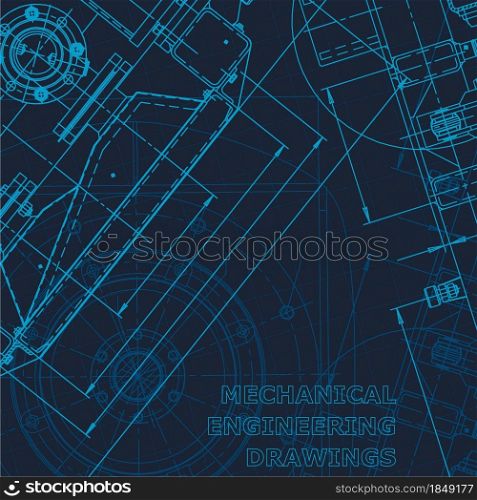 Technical cyberspace. Corporate Identity. Blueprint. Computer aided design systems. Instrument-making drawings. Mechanical drawing. Technical cyberspace, Corporate Identity. Blueprint. Vector engineering illustration