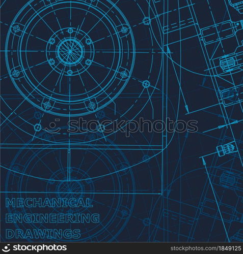 Technical cyberspace, Corporate Identity. Computer aided design systems. Blueprint, scheme, plan, sketch Mechanical engineering Industry. Technical cyberspace, Corporate Identity. Blueprint. Vector engineering illustration