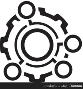 Technical Data Icon. Gear and Option Dots. Engineering Symbol.. Technical Data Icon. Gear and Option Dots. Engineering Symbol. Flat Line Pictogram. Isolated on white background.