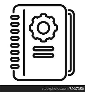 Technical document icon outline vector. Manual paper. Page gear. Technical document icon outline vector. Manual paper