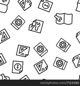 Technical Documentation Vector Seamless Pattern Thin Line Illustration. Technical Documentation Vector Seamless Pattern