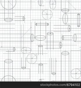 Technical drawing seamless pattern for design in construction style. Vector illustration