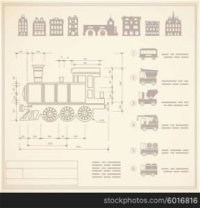 Technical drawings for locomotive engineers. locomotive engineers