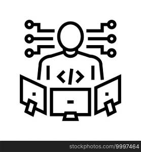 technical expert line icon vector. technical expert sign. isolated contour symbol black illustration. technical expert line icon vector illustration