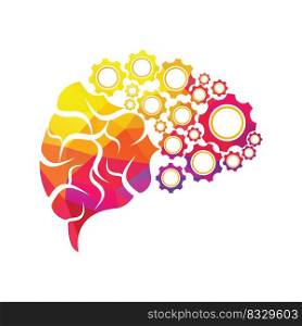 Technical human gears brain vector design. Digital human brain shape with gears idea concept innovation genius. 