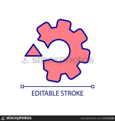 Technical issues RGB color icon. System error. Computer software damage. Hardware failure. Dysfunctionality and disconnection. Isolated vector illustration. Simple filled line drawing. Editable stroke. Technical issues RGB color icon