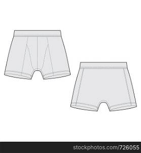 Technical sketch boxer shorts man underwear. Vector illustration of men underpants isolated on white background. Technical sketch boxer shorts man underwear illustration