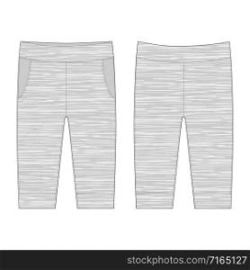 Technical sketch pants in melange fabric. Trousers sketch baby clothes. illustration of a kids fashion. Back side view of pants. Vector illustration. Technical sketch pants in melange fabric. Trousers sketch baby clothes.
