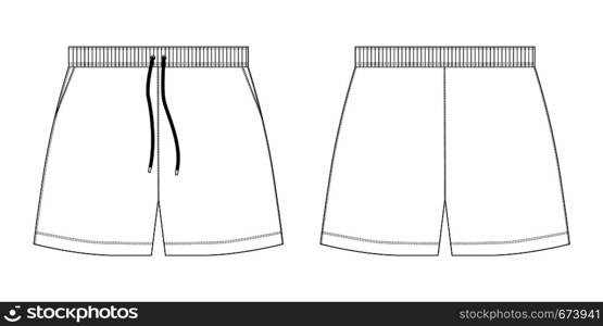 Technical sketch sport shorts pants design template. Fashion vector illustration. Technical sketch sport shorts pants design template.