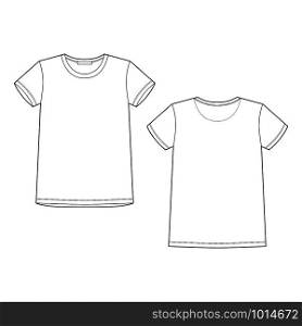 Technical sketch white t shirt. T-shirt design template. Front and back vector illustration.. Technical sketch white t shirt. T-shirt design template. Front and back