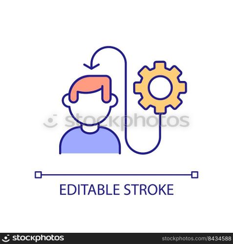 Technical skills development RGB color icon. Learning experience. Logic and reasoning. Training mind. Isolated vector illustration. Simple filled line drawing. Editable stroke. Arial font used. Technical skills development RGB color icon