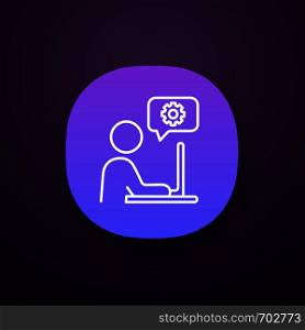 Technical support chat app icon. Site administrator. Online support. UI/UX user interface. Online settings. Web or mobile application. Vector isolated illustration. Technical support chat app icon